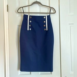 Karen Millen Navy Blue Pencil Sailor Skirt UK 6 EU 34 US 2